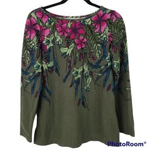 Simonton Says Top knit floral long sleeve sweater, EUC